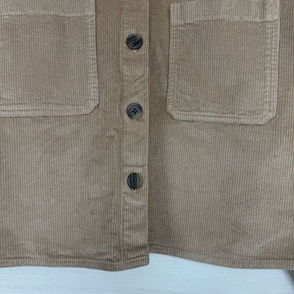 Aritzia Babaton Graydon Corduroy Shirt M Button Up Cropped Camel Tan Long Sleeve - Picture 7 of 16